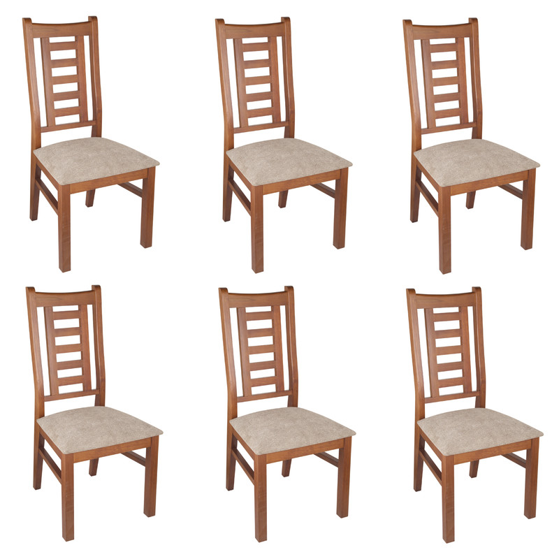 SILLAS ARTHOME PASCAL MADERA PACK 6 MIEL TAPIZ CAFÉ JASPEADO - 1