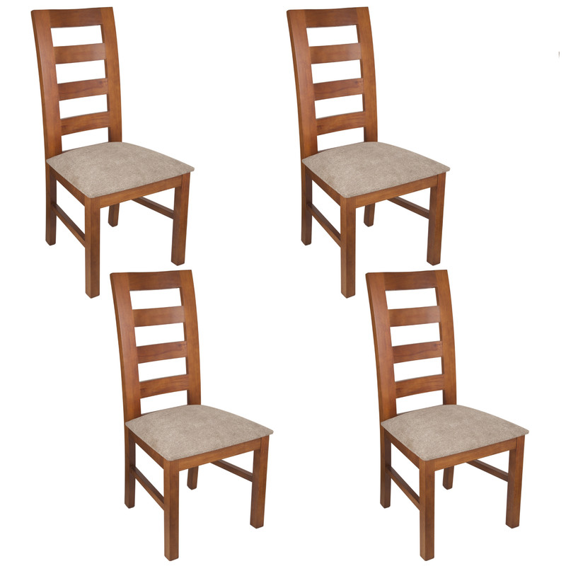 SILLAS ARTHOME AMELIA MADERA PACK 4 MIEL TAPIZ CAFÉ JASPEADO - 1