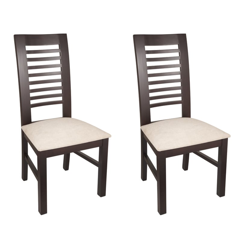 SILLAS ARTHOME LUCIANA MADERA CHOCOLATE PACK 2 TAPIZ BEIGE JASPEADO - 1