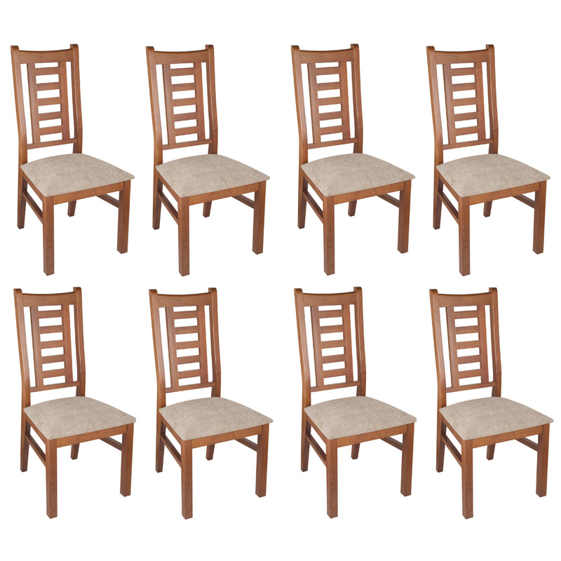 SILLAS ARTHOME PASCAL MADERA PACK 8 MIEL TAPIZ CAFÉ JASPEADO - 1