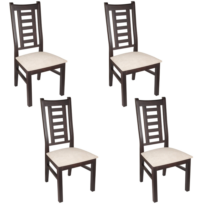 JUEGO DE COMEDOR PASCAL 92X92 CM 4 SILLAS MADERA COLOR CHOCOLATE TAPIZ BEIGE JASPEADO - 7