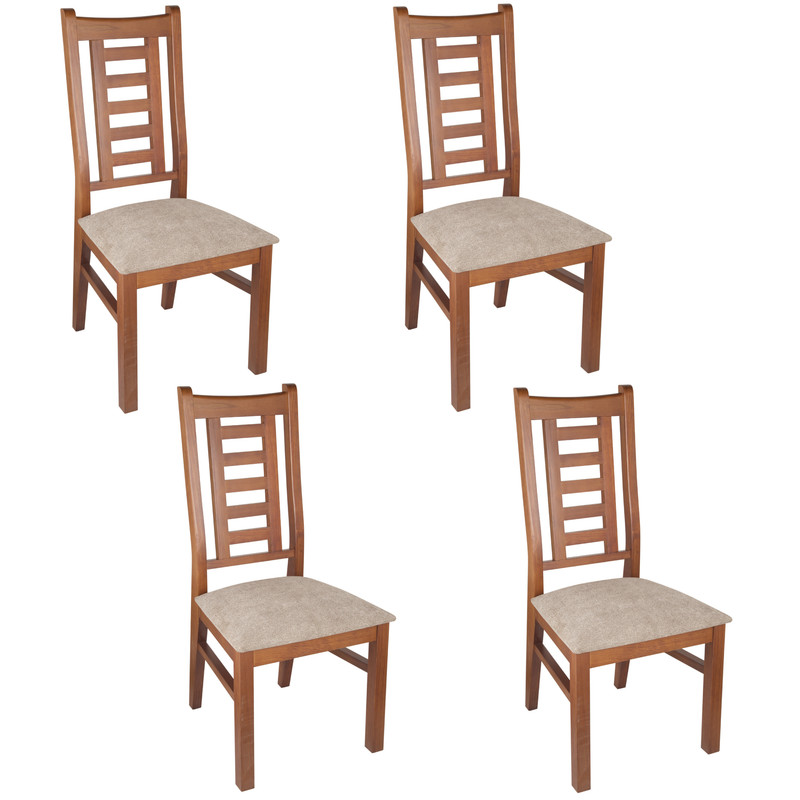 JUEGO DE COMEDOR PASCAL 92X92 CM 4 SILLAS MADERA COLOR MIEL TAPIZ EN COLOR CAFE JASPEADO - 6