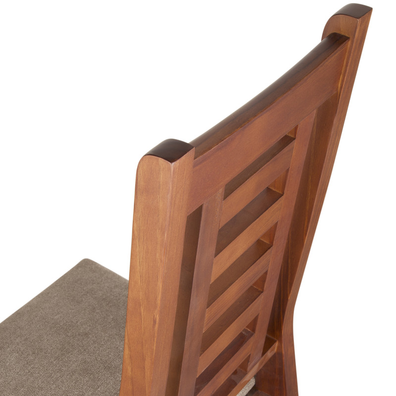 JUEGO DE COMEDOR PASCAL 92X92 CM 4 SILLAS MADERA COLOR MIEL TAPIZ EN COLOR CAFE JASPEADO - 8