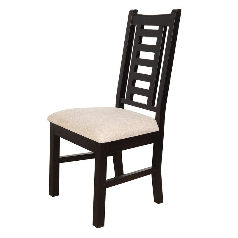 JUEGO DE COMEDOR PASCAL 92X200 CM 8 SILLAS MADERA COLOR CHOCOLATE TAPIZ BEIGE JASPEADO - 2