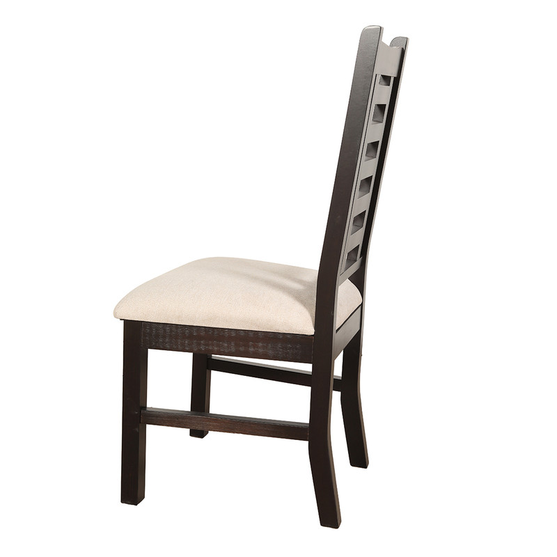 JUEGO DE COMEDOR PASCAL 92X200 CM 8 SILLAS MADERA COLOR CHOCOLATE TAPIZ BEIGE JASPEADO - 9