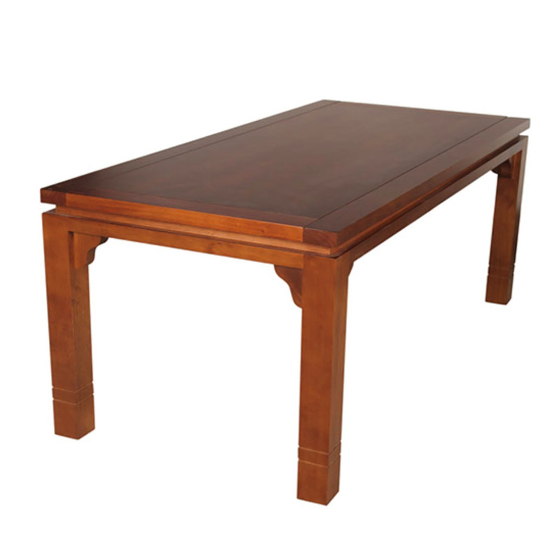 JUEGO DE COMEDOR PASCAL 92X200 CM 8 SILLAS MADERA COLOR MIEL TAPIZ EN COLOR CAFE JASPEADO - 4