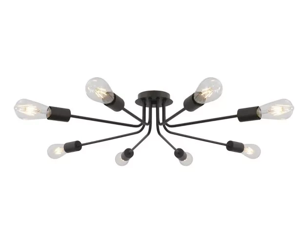 LAMPARA DE TECHO METALICA NEGRA INDUSTRIAL MODERNA 8 LUCES - 1