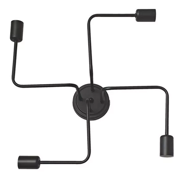 LÁMPARA TECHO METALICA NEGRA VINTAGE INDUSTRIAL 4 LUCES - 1