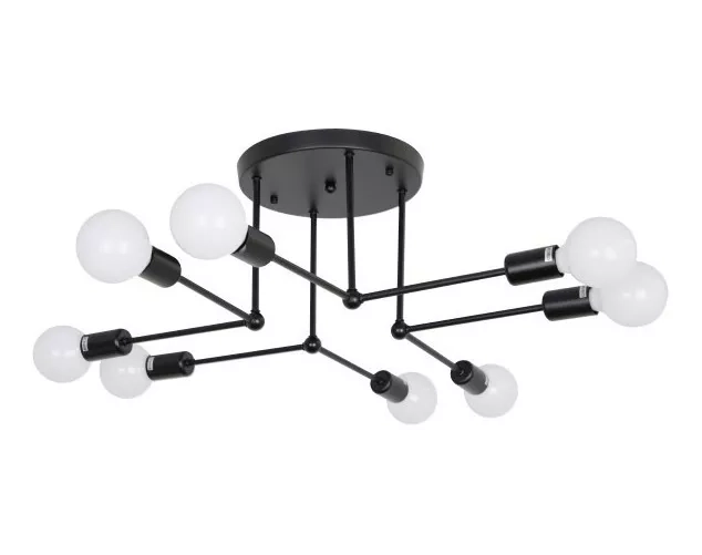 LAMPARA DE TECHO NEGRA METALICA 8 SOQUETES MODERNA - 1