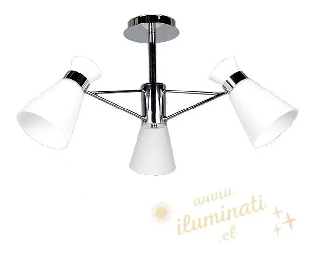 LÁMPARA TECHO POP ART METAL VIDRIO BLANCA CROMO 3 LUCES - 1
