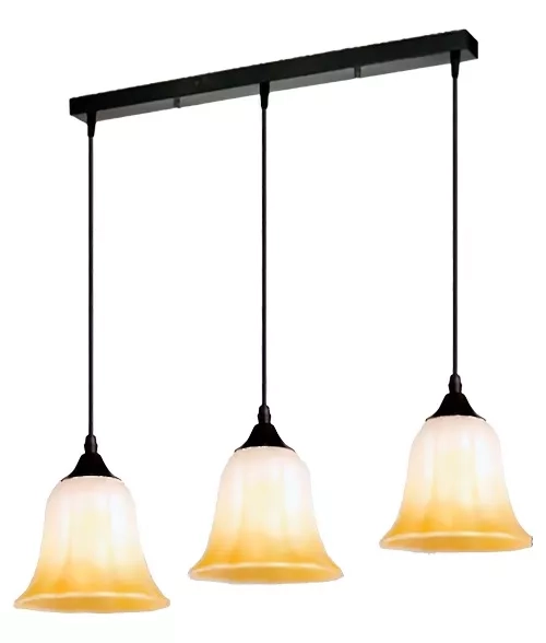 LAMPARA COLGANTE METAL VIDRIO BLANCO AMARILLO NEGRO 3 LUCES - 1