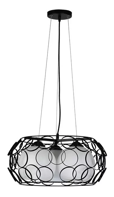 LAMPARA COLGANTE METAL VIDRIO REDONDA 3 LUCES DISEÑO - 1