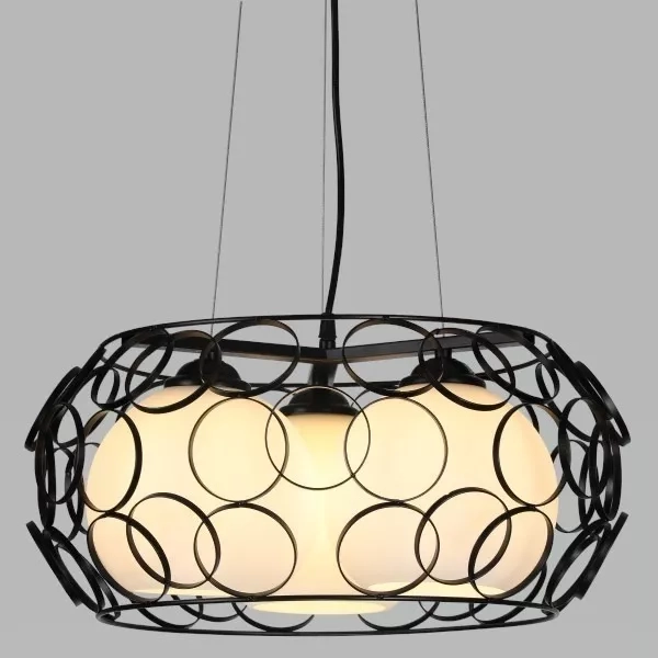 LAMPARA COLGANTE METAL VIDRIO REDONDA 3 LUCES DISEÑO - 4