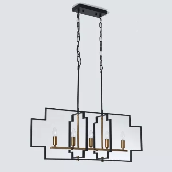 LAMPARA COLGANTE NEGRA METALICA VINTAGE INDUSTRIAL 5 LUCES - 4