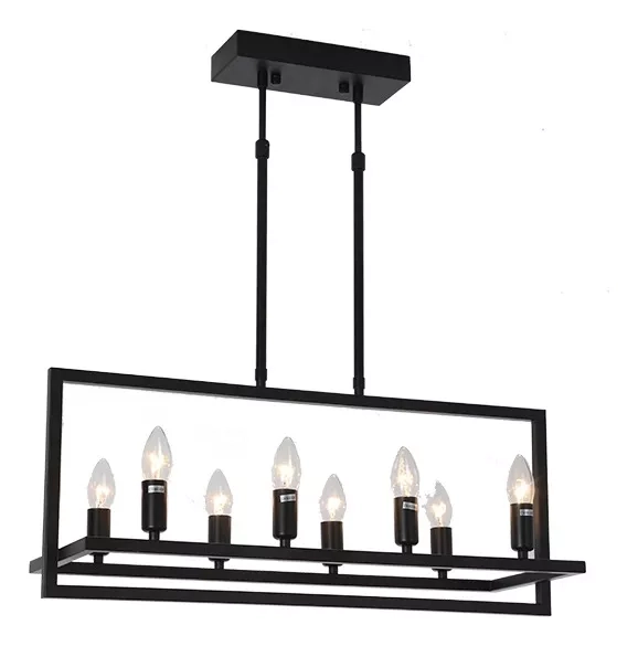 LAMPARA COLGANTE METAL VINTAGE NEGRA 8 LUCES - 1