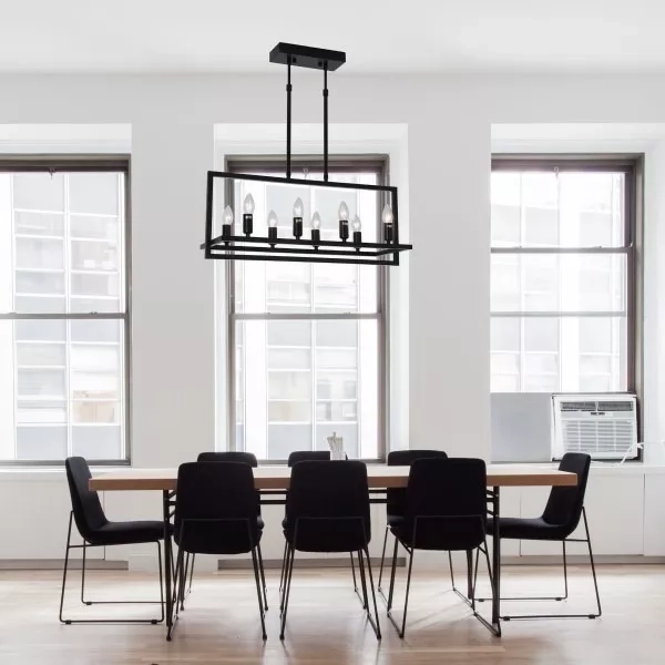 LAMPARA COLGANTE METAL VINTAGE NEGRA 8 LUCES - 3