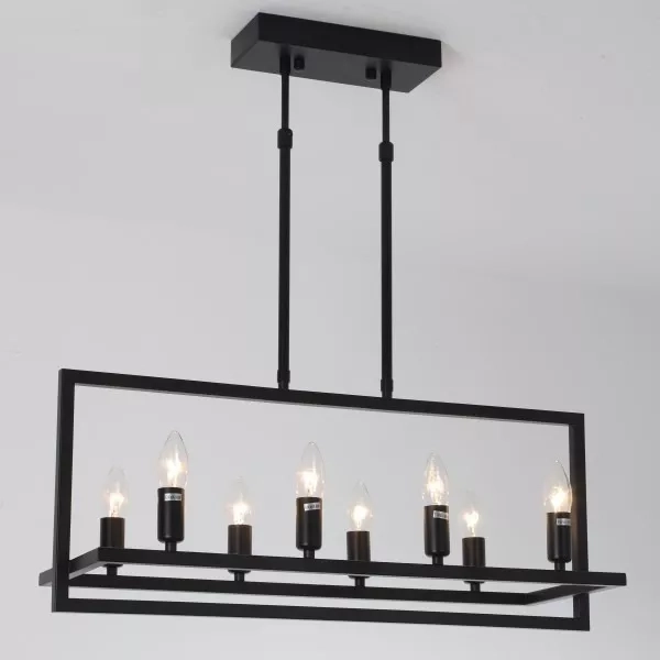 LAMPARA COLGANTE METAL VINTAGE NEGRA 8 LUCES - 4