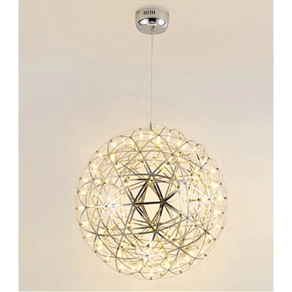 LAMPARA COLGANTE METALICA BOLA LED PLATEADA DE DISEÑADOR - 1