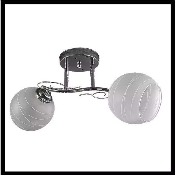 LÁMPARA TECHO METAL CROMADO DOS TULIPAS VIDRIO BLANCO - 1