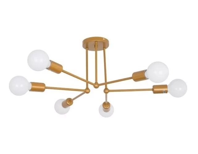 LÁMPARA TECHO ORO AMARILLO METALICA 6 SOQUETES - 1