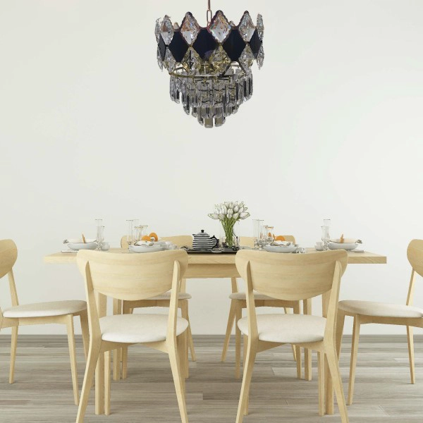 LAMPARA COLGANTE METAL DORADO CRISTAL K9 8 SOQUETES E14 - 4