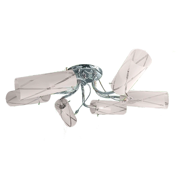 LAMPARA TECHO BLANCA CROMADA ELEGANTE 6 LUCES METAL VIDRIO - 1