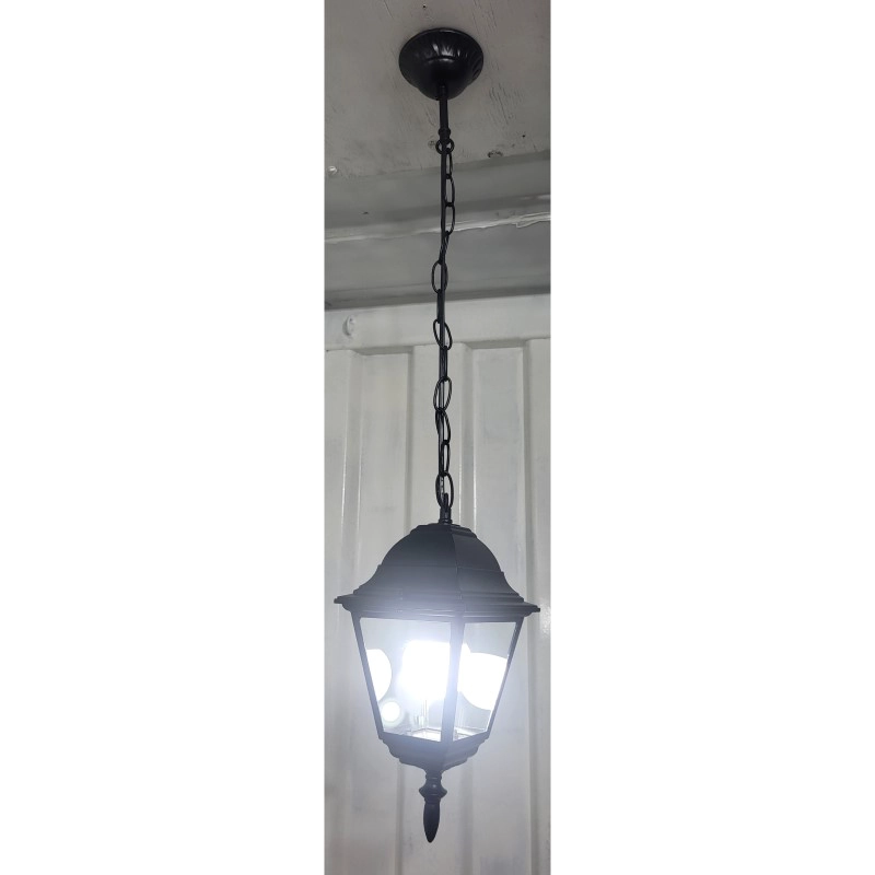FAROL COLGANTE EXTERIOR METÁLICO SOQUETE E27 NEGRO - 1
