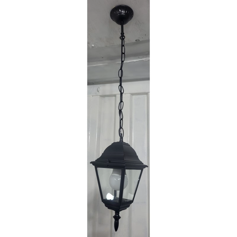 FAROL COLGANTE EXTERIOR METÁLICO SOQUETE E27 NEGRO - 3