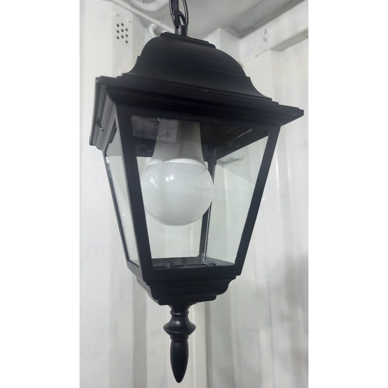 FAROL COLGANTE EXTERIOR METÁLICO SOQUETE E27 NEGRO - 4