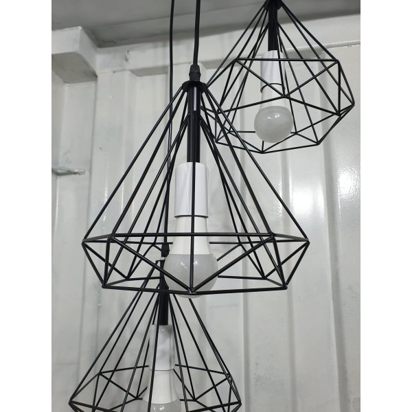 LAMPARA COLGANTE METALICA 3 TULIPAS AMPOLLETAS DE REGALO - 4