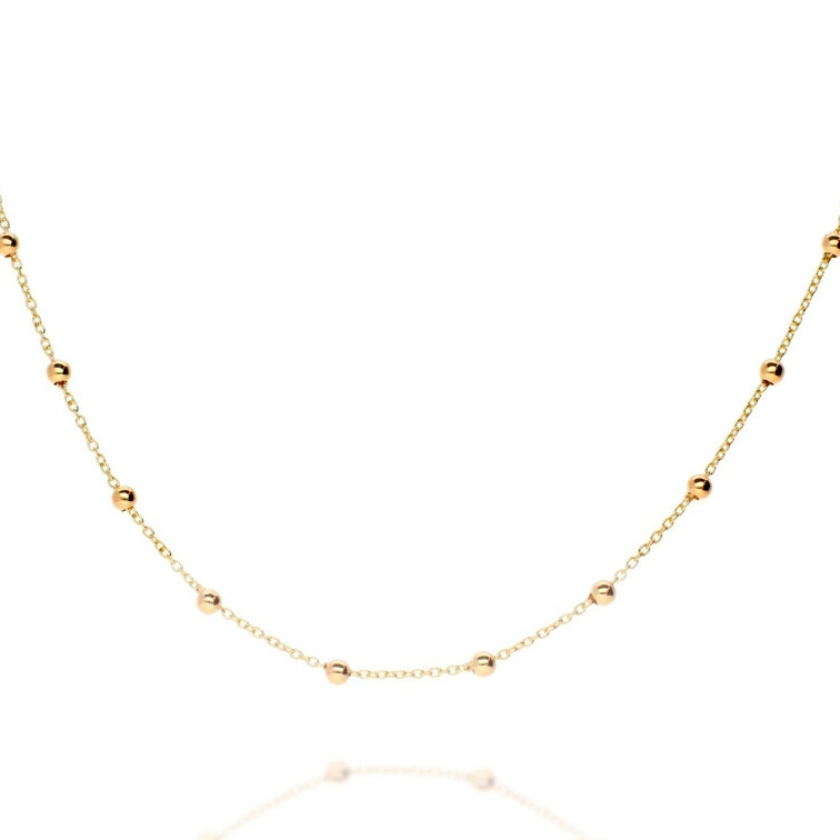CADENA LUX JOYAS BAÑO ORO AMARILLO 18K ESLABONES PELOTITAS L - 1