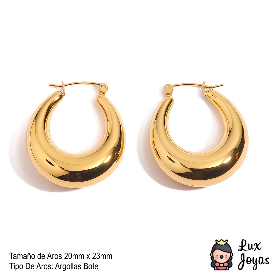 AROS LUX JOYAS BAÑO ORO AMARILLO 18K ARGOLLAS BOTE - 4