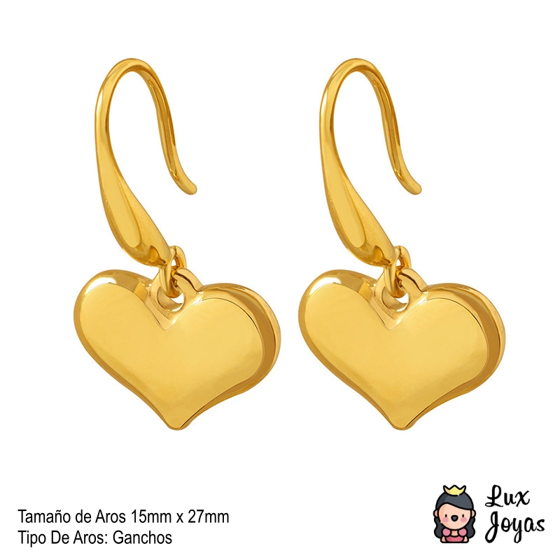 AROS LUX JOYAS BAÑO ORO AMARILLO 18K GANCHO CORAZÓN - 5