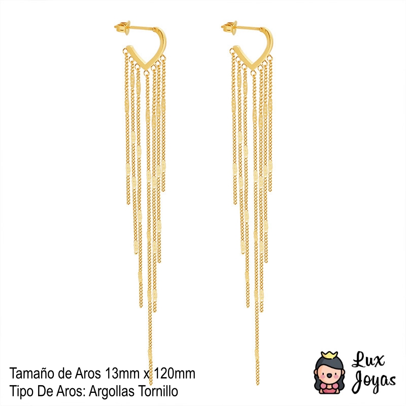 AROS LUX JOYAS BAÑO ORO AMARILLO 18K ARGOLLAS TORNILLO CADENAS - 4