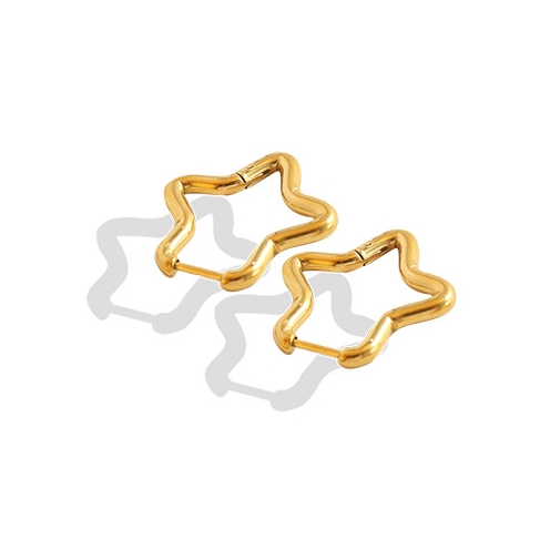 AROS BAÑO ORO EN COLOR AMARILLO 18K ARGOLLAS ESTRELLA - 1