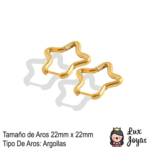 AROS BAÑO ORO EN COLOR AMARILLO 18K ARGOLLAS ESTRELLA - 4