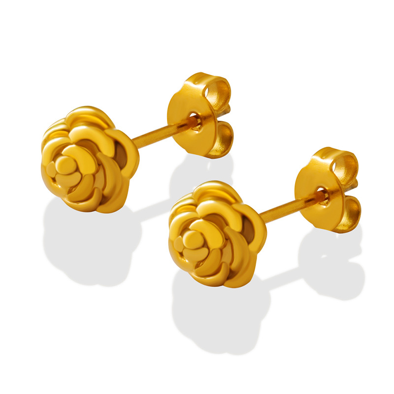 AROS LUX JOYAS BAÑO ORO AMARILLO 18K PEGADOS ROSA - 1