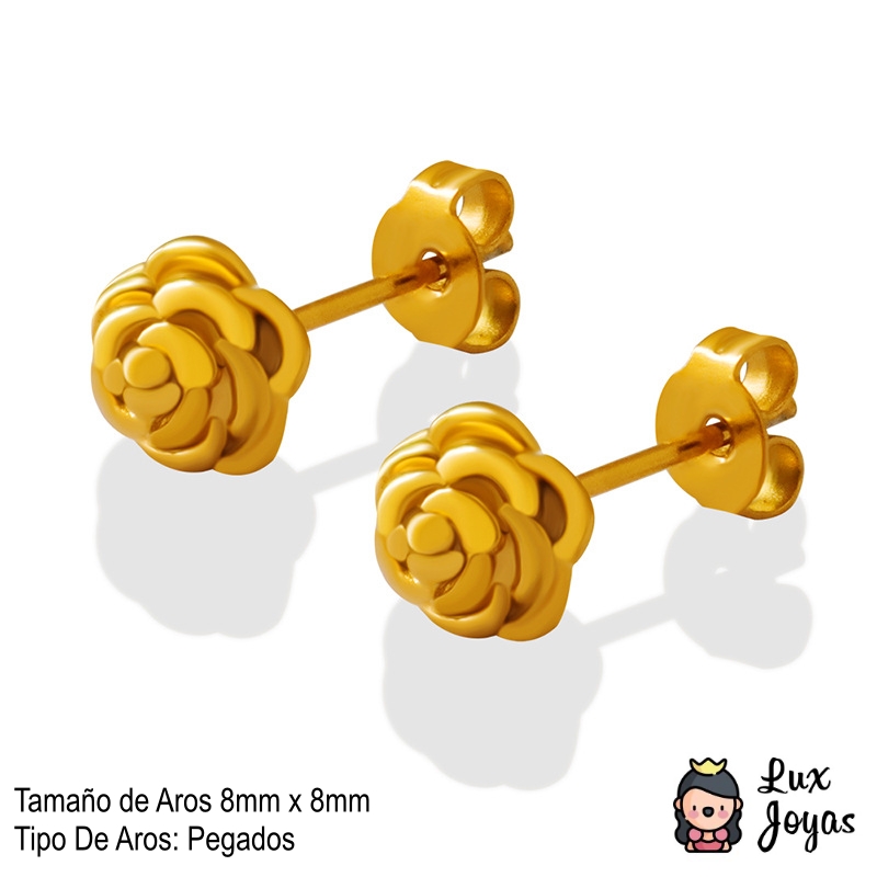 AROS LUX JOYAS BAÑO ORO AMARILLO 18K PEGADOS ROSA - 4