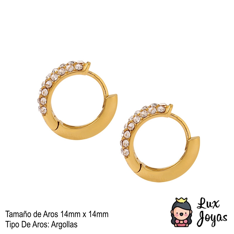 AROS LUX JOYAS BAÑO ORO AMARILLO 18K ARGOLLAS CIRCONES - 5