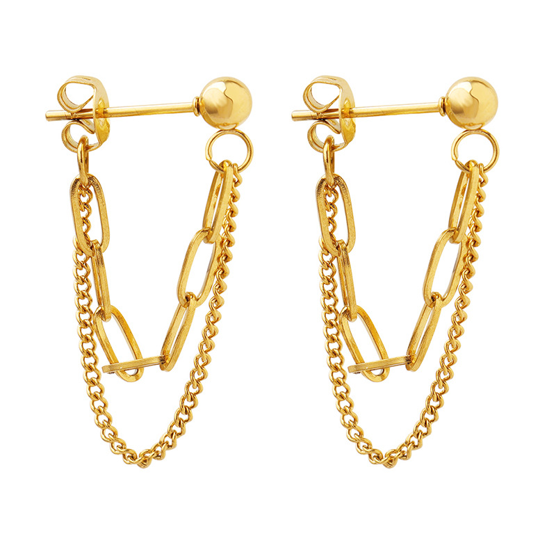 AROS LUX JOYAS BAÑO ORO AMARILLO 18K PELOTITA DOBLE CADENAS - 1