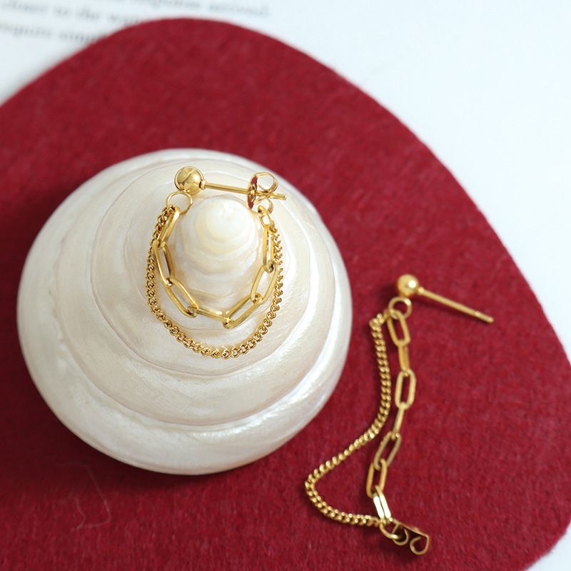 AROS LUX JOYAS BAÑO ORO AMARILLO 18K PELOTITA DOBLE CADENAS - 3