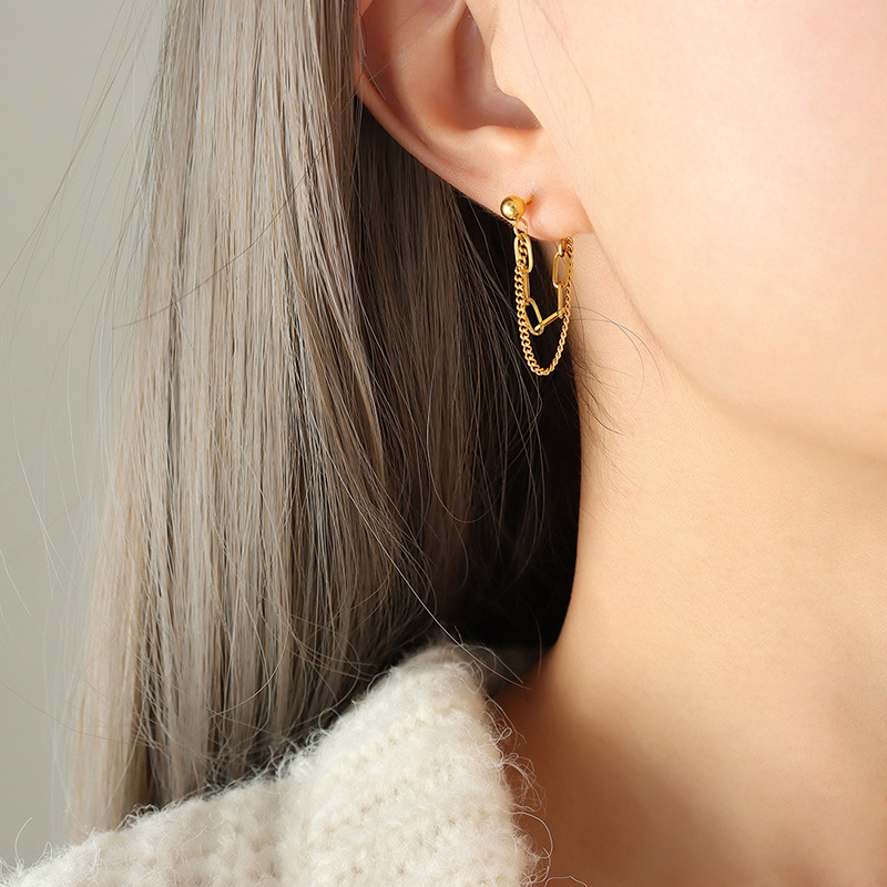 AROS LUX JOYAS BAÑO ORO AMARILLO 18K PELOTITA DOBLE CADENAS - 4