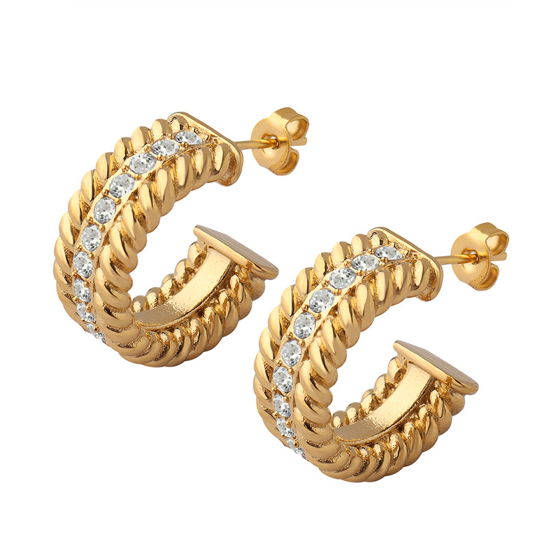 AROS LUX JOYAS BAÑO ORO AMARILLO 18K MEDIA ARGOLLAS CIRCONES - 1