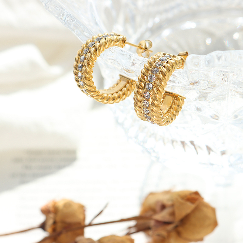 AROS LUX JOYAS BAÑO ORO AMARILLO 18K MEDIA ARGOLLAS CIRCONES - 2