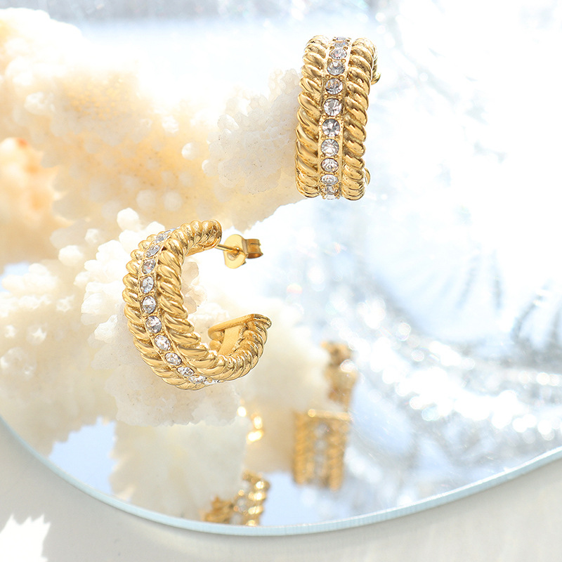AROS LUX JOYAS BAÑO ORO AMARILLO 18K MEDIA ARGOLLAS CIRCONES - 3