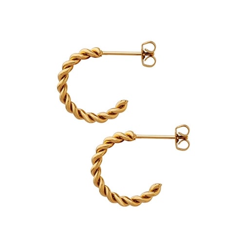 AROS LUX JOYAS BAÑO ORO AMARILLO 18K MEDIA ARGOLLAS ENTORCHADOS S - 1