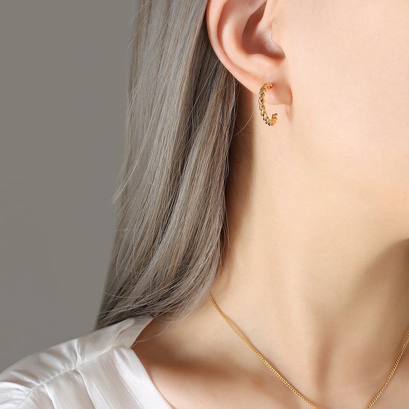 AROS LUX JOYAS BAÑO ORO AMARILLO 18K MEDIA ARGOLLAS ENTORCHADOS S - 3