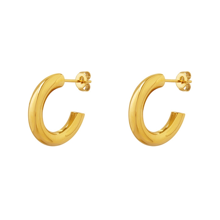 AROS LUX JOYAS BAÑO ORO AMARILLO 18K MEDIA ARGOLLAS TUBO S - 1