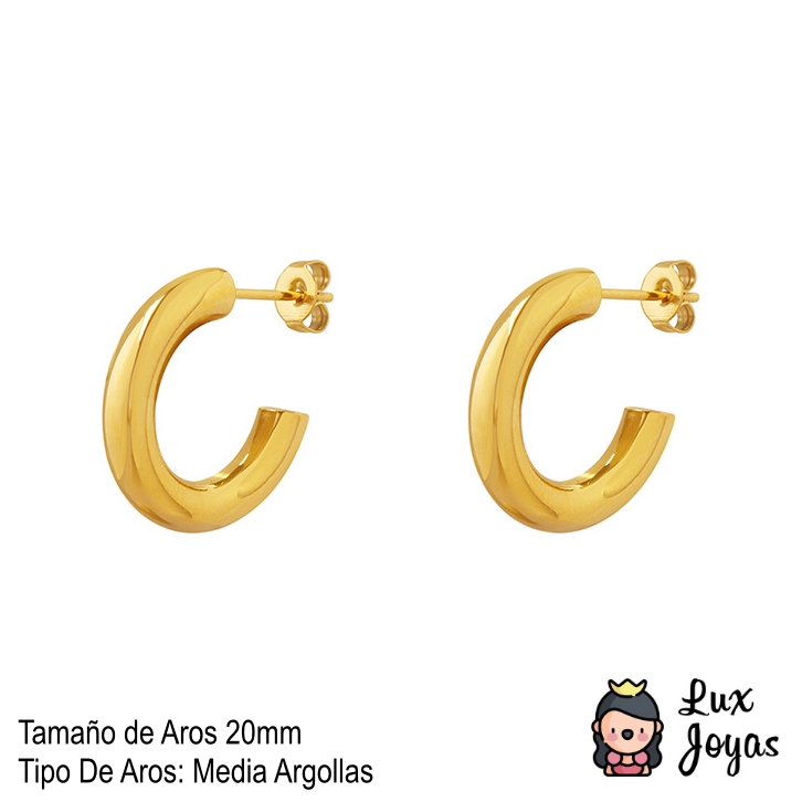 AROS LUX JOYAS BAÑO ORO AMARILLO 18K MEDIA ARGOLLAS TUBO S - 4
