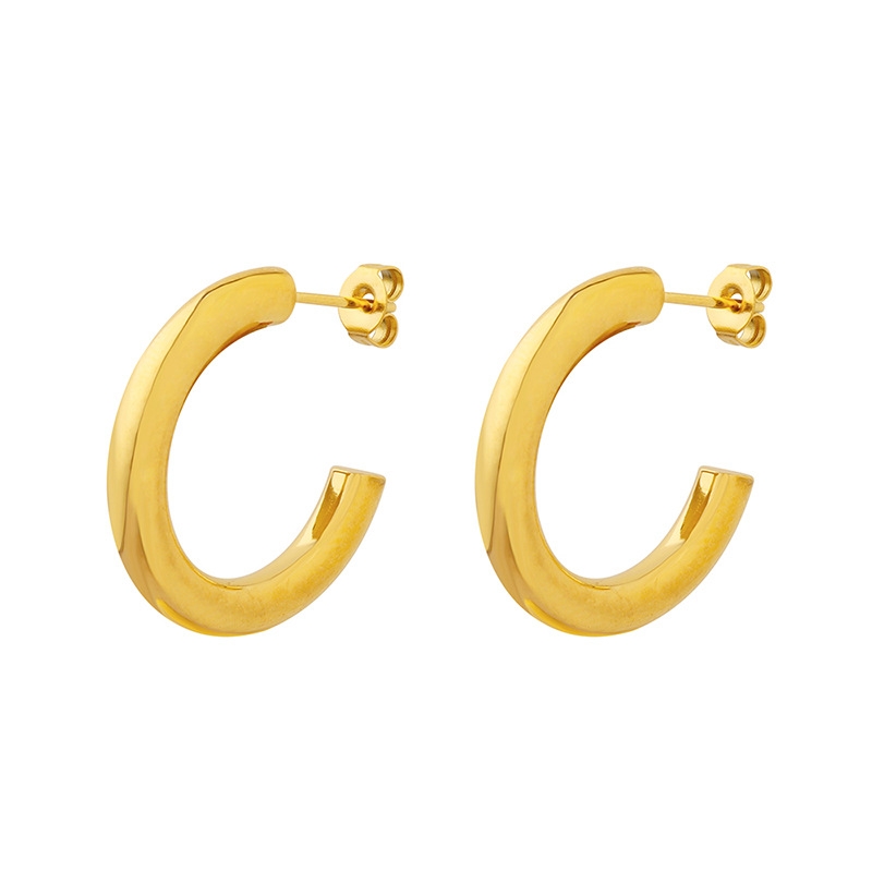 AROS BAÑO ORO AMARILLO 18K MEDIA ARGOLLAS TUBO L - 1